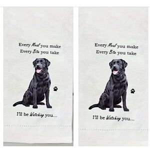 LAST ONE Black Labrador 2pc. Cute Kitchen Towel Set NIP